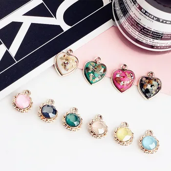 

New 30pcs/lot color resin core decoration Cartoon rounds/Hearts shape alloy floating locket charms diy jewelry earring pendants