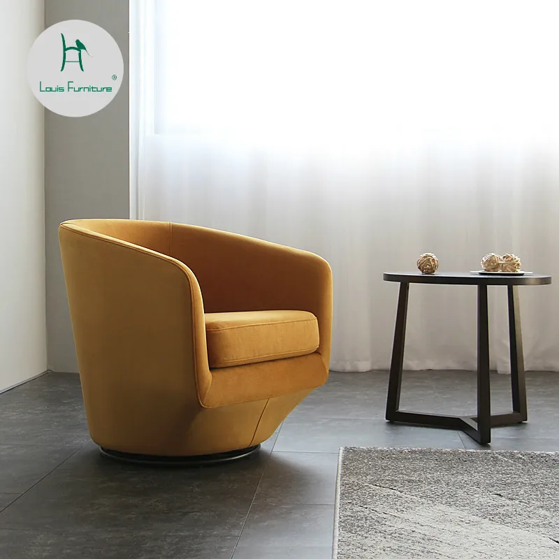 

Louis Fashion Single Person Rotating Sofa Bedroom Balcony Cloth Art Leisure Sales Office Photo Studio Creative Reception Chair