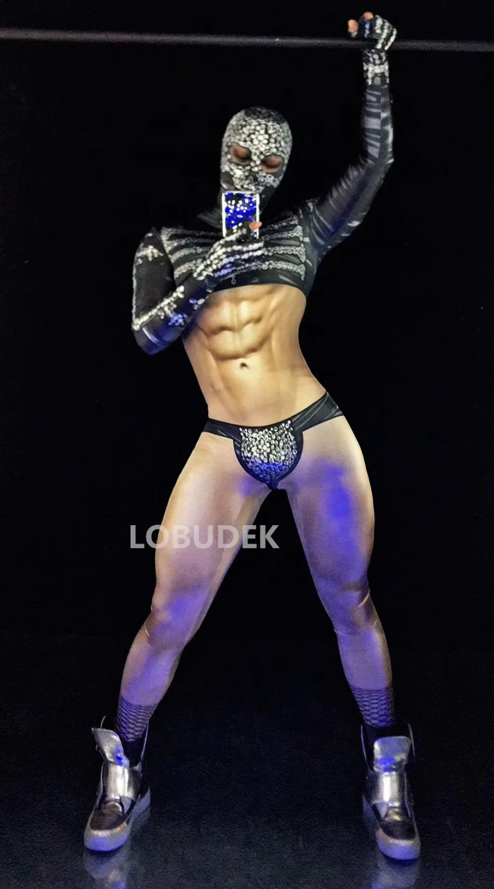 Для мужчин женщин бар клуб DJ певица сценический наряд сексуальный стрейч Комбинезон 3D напечатанный обнаженный цельный леггинсы костюм для танца на пилоне