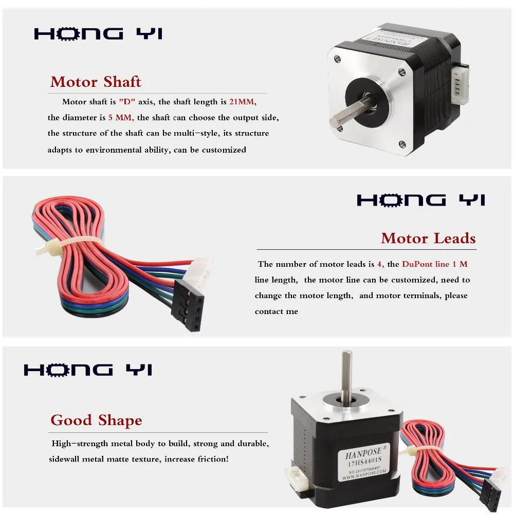 Нема 17(Национальная ассоциация владельцев электротехнических предприятий) 40 мм(Национальная ассоциация владельцев электротехнических предприятий) шаговый двигатель 42 Мотор 4-свинец 17HS4401S NEMA17 42bygh 1.7A с DuPont линия для 3D принтер и фрезерный станок с ЧПУ