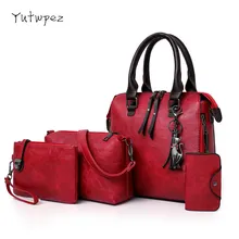 Четыре комплекта восковой масляной pu кожаной сумки женские сумки дизайнерские сумки tasse lhigh качественная женская сумка известный мешок основной