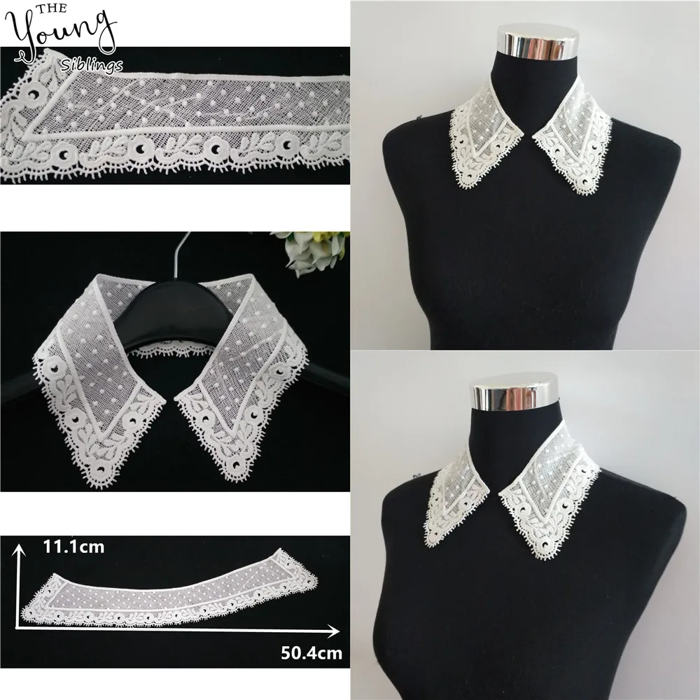 

Brand new White Embroidery Applique Sewing Lace Neckline DIY Hollow out Lace Collar Wedding Dress Decorate Accessories YT1502