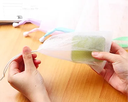 Soap storage mesh bag Easy foaming facial body cleaning Soap blister net double-layer net bag 10pcs/lot