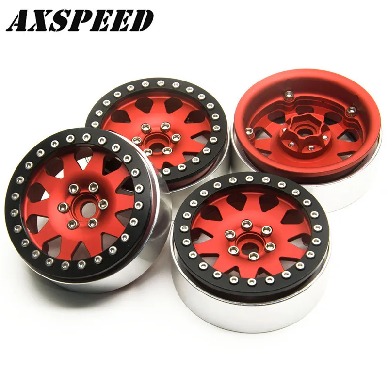 Красные колеса #1 2 дюйма Beadlock из сплава для 1/10 RC Rock Crawler Axial Wraith TRX4|Детали и