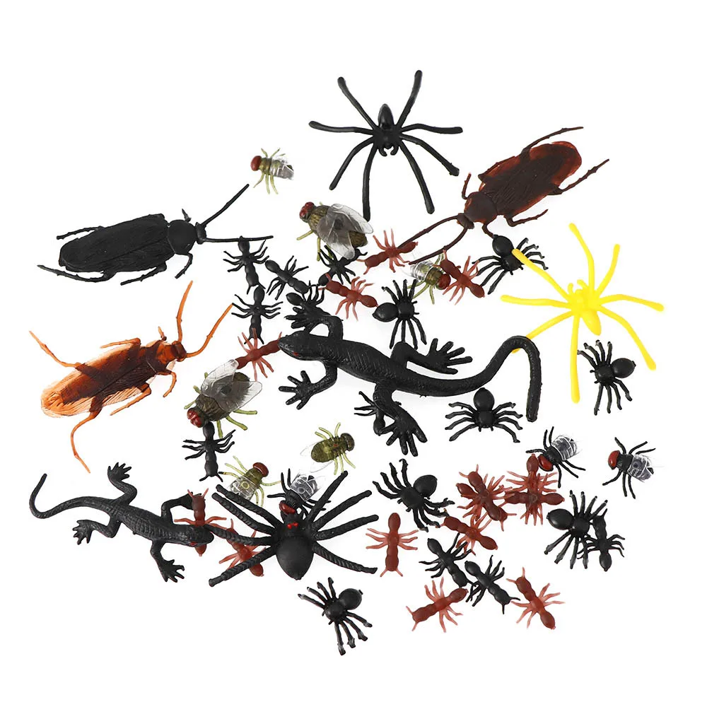 50 шт. Моделирование Пластиковые жуки поддельные Гекко тараканов муравей муравья паук для хэллоуина украшения для праздника Новинка кляп игрушки - Цвет: random 50pcs