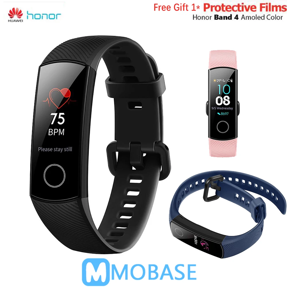 

Huawei Honor Band 4 Smart Wristband Amoled Color 0.95" Touch Screen 5ATM Waterproof Swim Heart Rate Sleep Snap Smart Bracelet