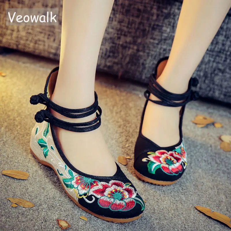 Модная женская обувь в китайском стиле Veowalk повседневные туфли старой Пекин Мэри