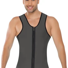 Для Мужчин Латекс ultra Sweat талии утягивающий корсет для похудения жилет с жилеткой из неопрена с молнией спереди; жира рождается Управление Топ Корректирующее белье