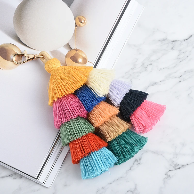 Fecilia многоцветная богемная сумка ручной работы Подвеска для женщин Шарм помпон брелок хлопок кисточки большой шар сумка Запчасти и
