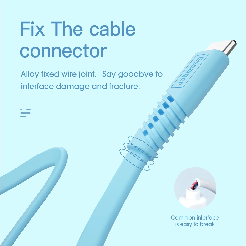 Плоский кабель Essager USB Type C для Samsung Xiaomi Huawei 1 м 2 синхронизации данных и зарядки Шнур