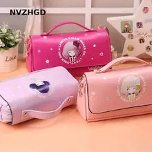 Лучшие Kawaii розовый мультфильм принцесса пенал для девочек большой Ёмкость искусственная кожа девочка подарок канцелярские принадлежности