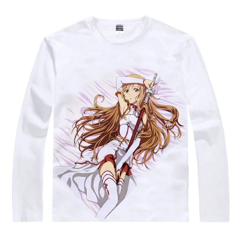 Sword Art Online SAO koszulka Sinon koszula śliczne damskie długie rękawy t  shirty ubrania Anime kawaii fajne sexy plaża długie t shirty a|t-shirt  honda|t-shirt retailersclothes icon - AliExpress