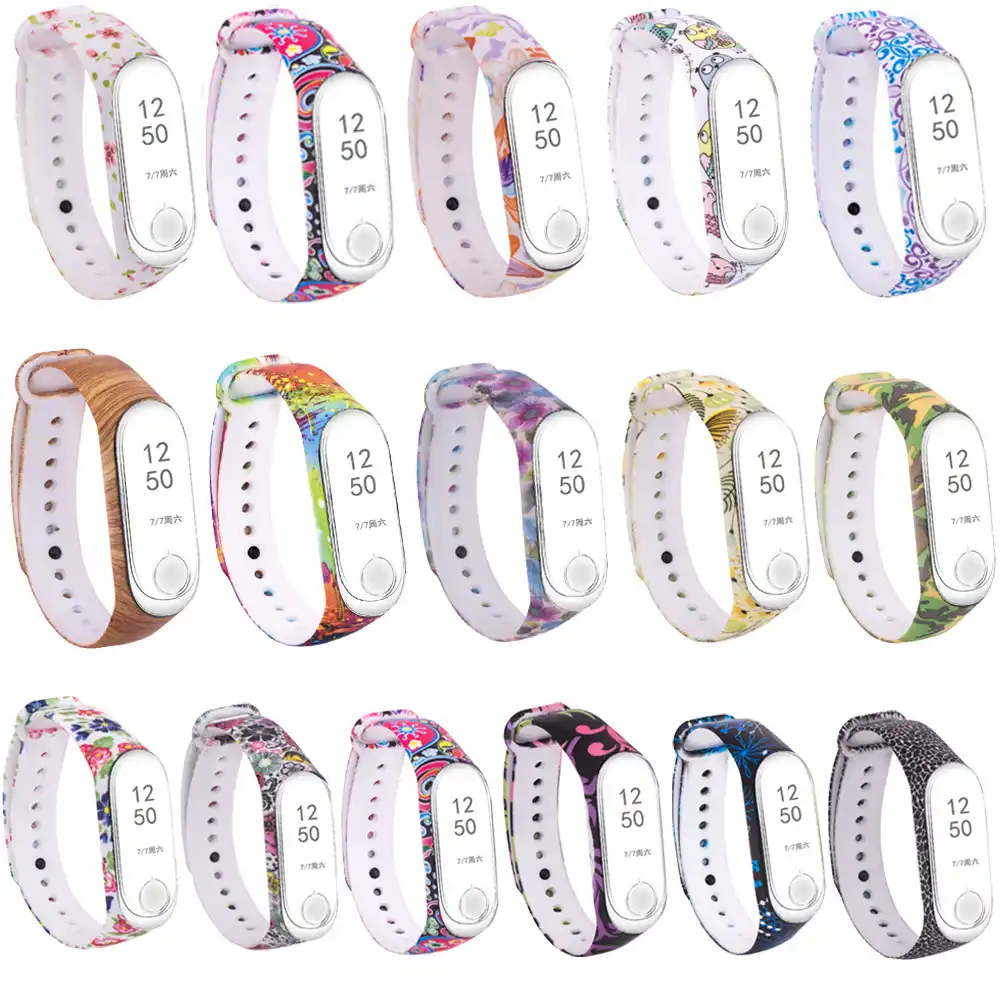 Mi Band 3 Strap Pattern Replacement Band For Xiaomi Mi Band 4 Silicon Sport Watch Bracelet Xiaomi Mi 4 Fitness Wristband Kids Smart Accessories Aliexpress