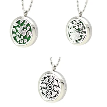 

Classic 3 Styles Flower Perfume Pendant 316L Stainless Steel Essential Oil Perfume Locket Pendant&Necklace With Free Pad
