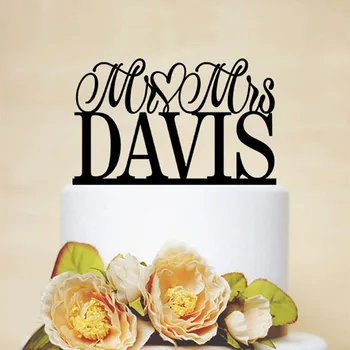 

Mr And Mrs Wedding Cake Topper Personalized With Your Last Name,Customized Acrylic Romantic Traditional Wedding Cake Topper