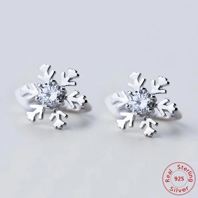 

Fashion Snowflake Clip Earrings without Piercing Ear Clip 100% 925 Sterling Silver CZ Ear Cuff For Women Jewellery Accessories