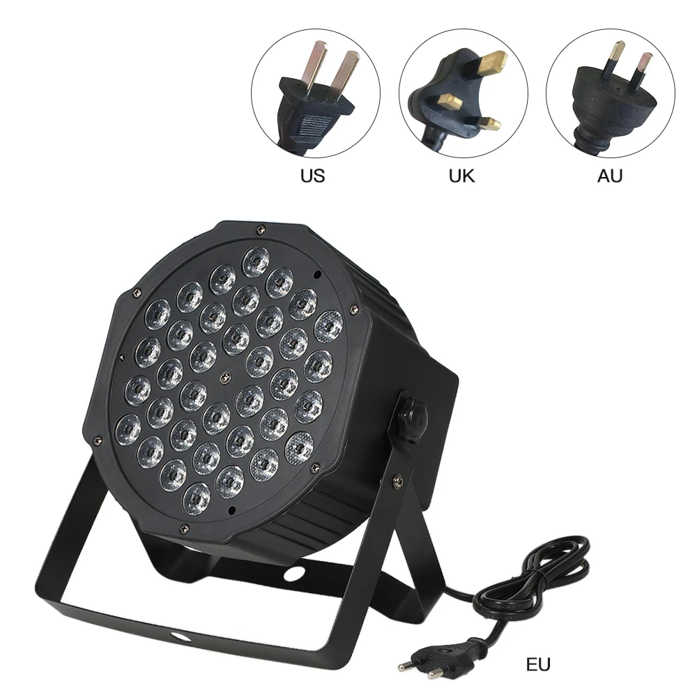 

36LEDs RGB Mini Flat Stage Par Light DMX512 Sound Activated Auto Run Stage Lamp Remote Control for Disco DJ Show Home Party