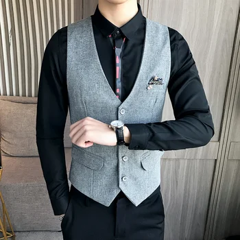 

YASUGUOJI New 2019 Smart Casual Single Breasted Suit Vests Men Slim Fit Waist Coat Mens Sleeveless Suit Vest Mens Vest Casual