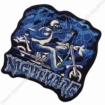 

5" DEATH SKULL NIGHTMARE Chopper Outlaw MC Embroidered Motorcycle Biker Vest Patch IRON ON Badge emblem Jacket back applique