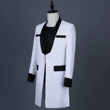 Прямые поставки, белые длинные блейзеры с блестками, мужское тонкое пальто, мужской певец, ночной клуб, концертный костюм, костюм, куртка, пальто