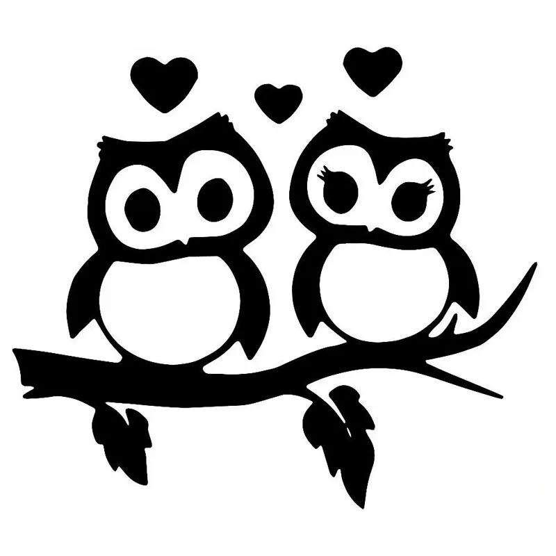 16 5 14 5cm Lovely Owls Couple Heart Car Styling Decal Reflective Vinyl