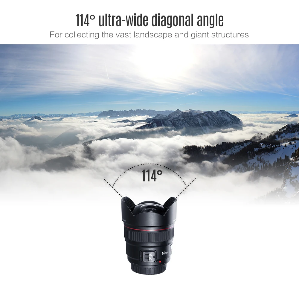 YONGNUO 114 градусов ультра-широкоугольный объектив YN14mm F2.8 Авто/ручной фокус YN14 f2.8 угол для Canon DSLR камеры