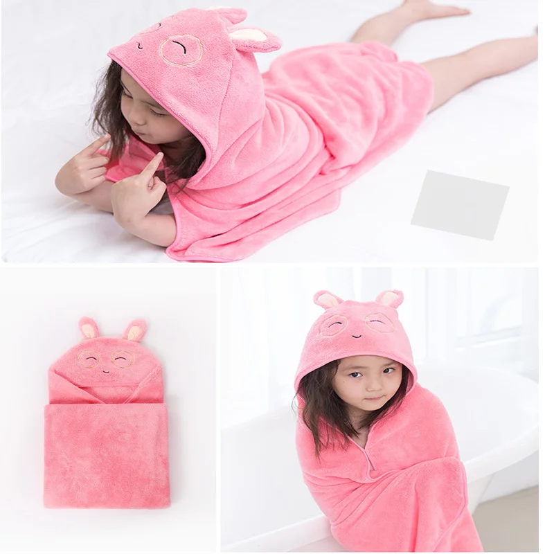 Baby Towels Berber Fleece Kid Bathrobes Baby Girls Cute Shawl Cartoon Towel Girl Animal Hooded Beach Pajamas Newborn Cute Stuff
