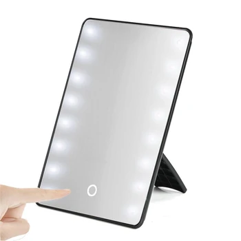 

27.05*16.5*12cm Portable 16 LEDs Lighted Touch Screen Makeup Cosmetic Vanity Mirror Tabletop led mirror espelho de maquiagem