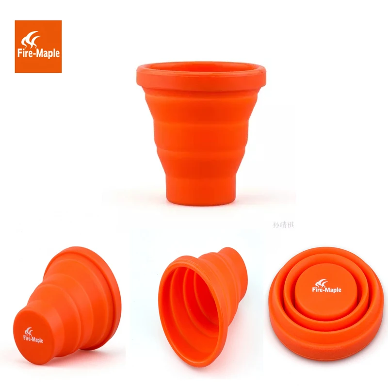 

New 200ml Camping Bottle Silicone Folding Mug for Tea Beer Taza Coffee Portable Cup Bottle Outdoor Orange Fire Maple FMP-319