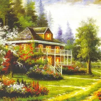 

Village classic beautiful landscape 3D oil painting DZAS-ZMH murals wall paper
