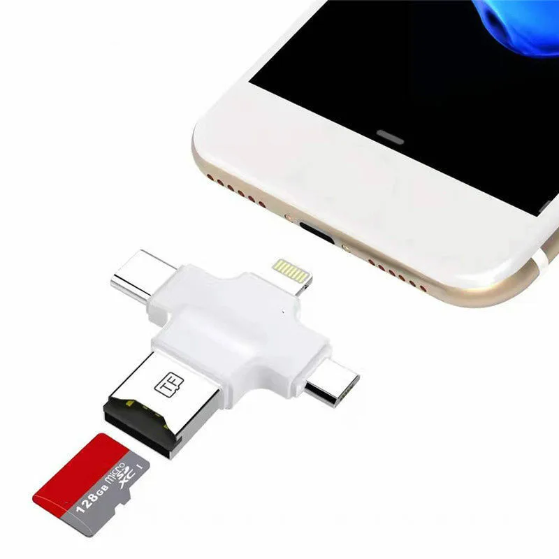 Usb кард-ридер 4 в 1 type-c/Lightning/Micro USB/USB 2,0 адаптер карта памяти для iphone6S 8 7 накопитель usb флешка 8G-64G