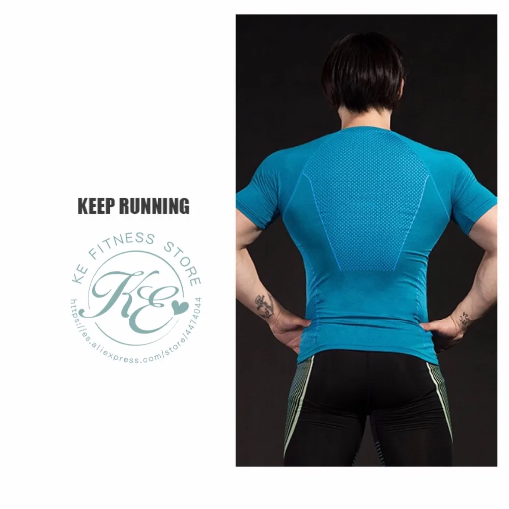 KE camiseta roja azul deportiva hombre транспирируемый secado rapido манга corta для фитнеса бега Futbol basket yoga tenis