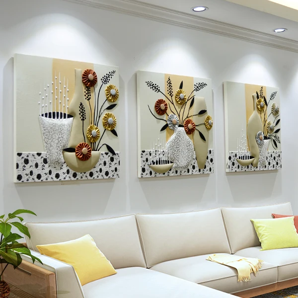 Eways 3 قطعة/المجموعة خلفية الجدار الديكور 80x80 cm غرفة المعيشة جدارية مطعم اللوحة فرملس اللوحات 3d