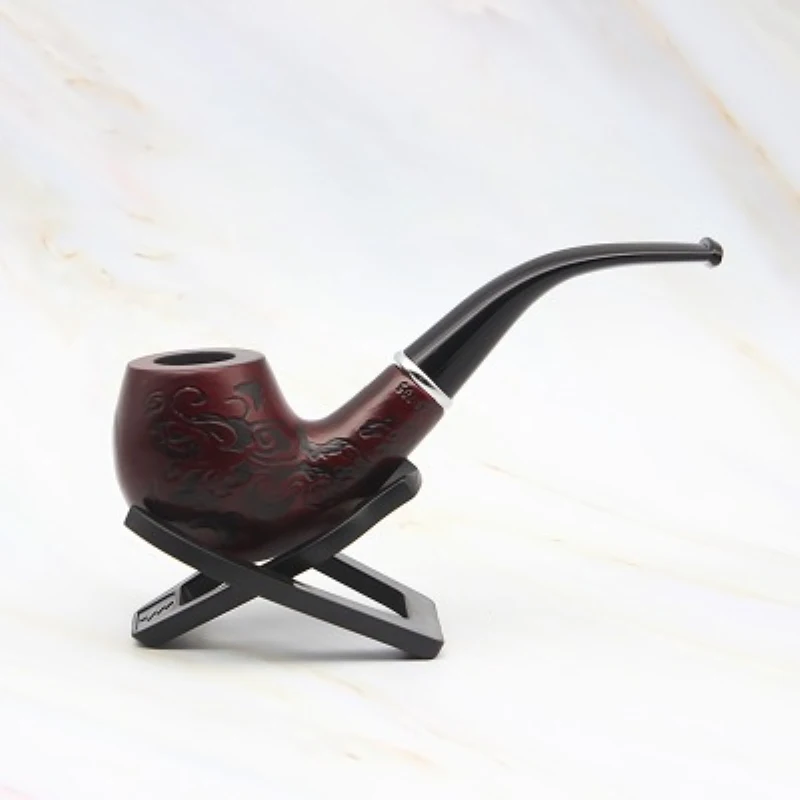 

Boutique Wooden Bent Tobacco Pipe With Beautiful Carve Patterns Cigarettes Cigar Pipes Portable Durable Smoking Accessories