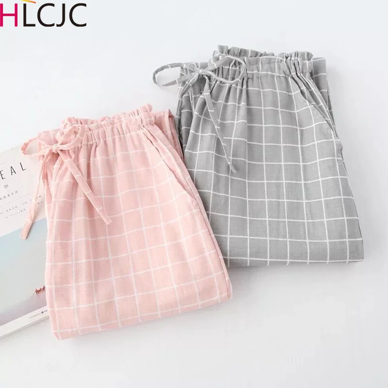 

New Plaid Cotton Loose Ladies Pajama Pants Pyjama Trousers Women Men Sleep Bottoms Lounge Wear Sleep Pants Spring Summer