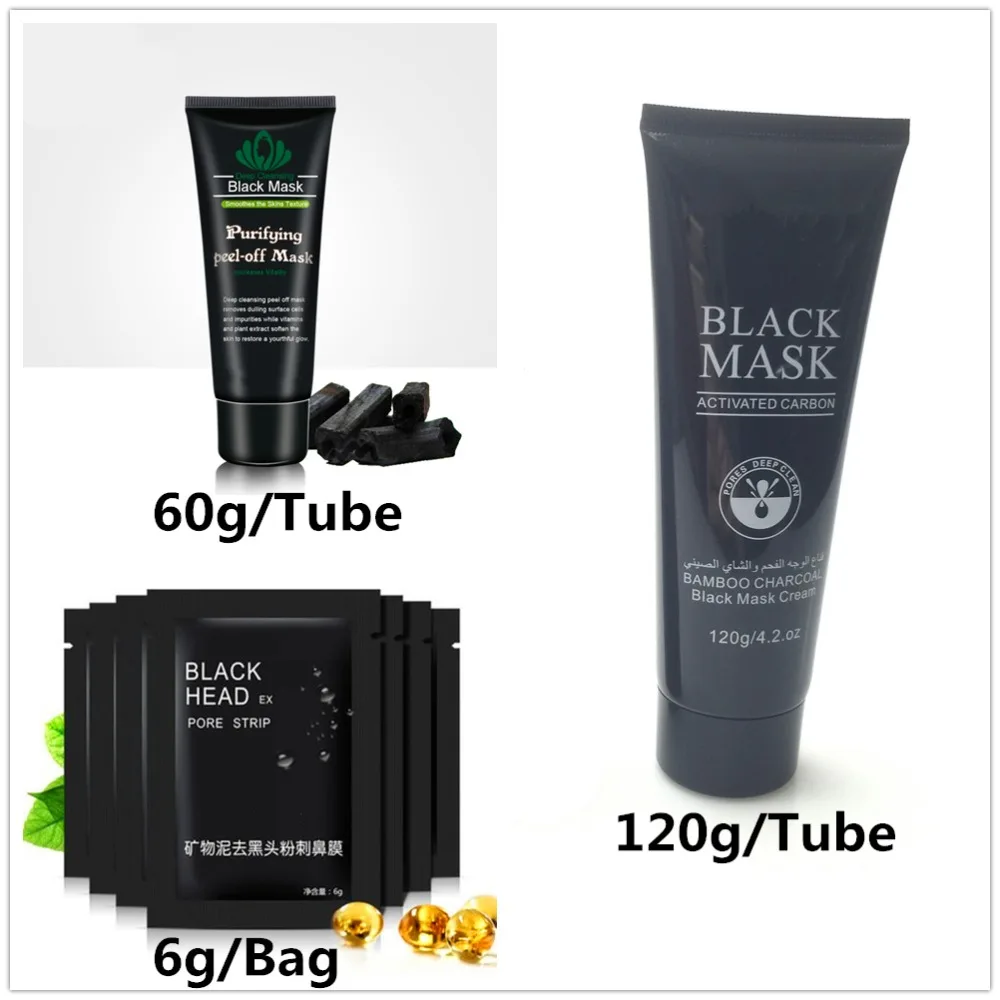 120g/tube Black Mask Skin Care Blackhead Remover Acne Treatment Charcoal Face Mask Peel Off Mask Blackhead Skin Care Nose Strips