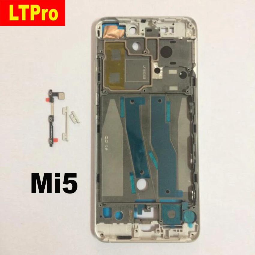 

LTPro TOP Quality Black Silver Front bezel/Middle frame Housing Cover For Xiaomi mi5 m5 mi 5+power & Volume flex cable + buttons