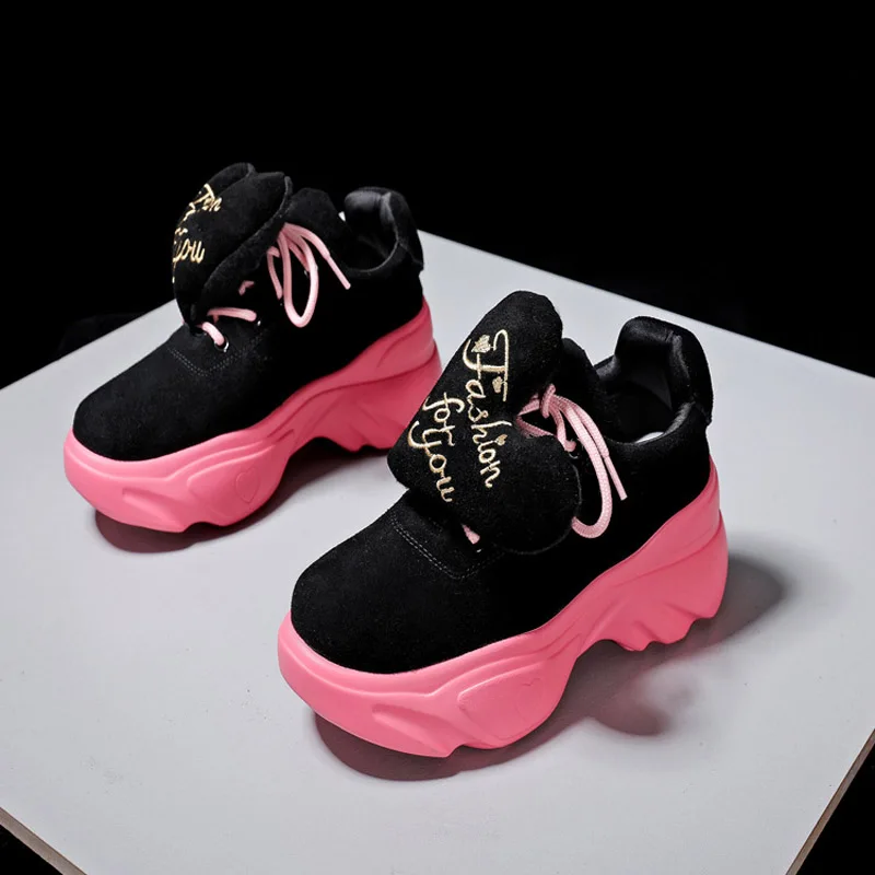 

Jookrrix 2019 Beige Casual Shoes Women Fashion Brand Platform Sneakers Lady chaussure Autumn Female footware Cross-tied Black