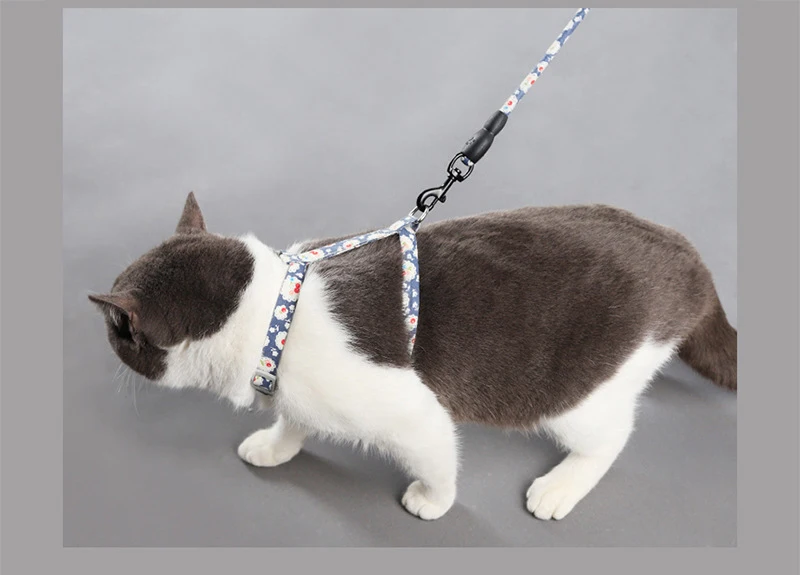 Adjustable Cat Collar Harness Leash for Dogs I-shaped Vest Cotton Rope Small Pet Traction Walk Kitten Halter Products