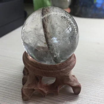 

45mm Photography Natural Crystal Round Feng Shui Clear and Green Color Magic Natural Green Phantom Sphere Ball Home Decoration