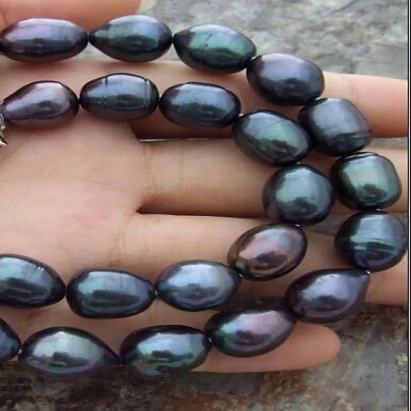 

Jxryxrth'' 2019 New Arrival New women's BEAUTIFUL 10-11MM NATURAL SOUTH SEA BLACK PEARL NECKLACE 18" AA1550