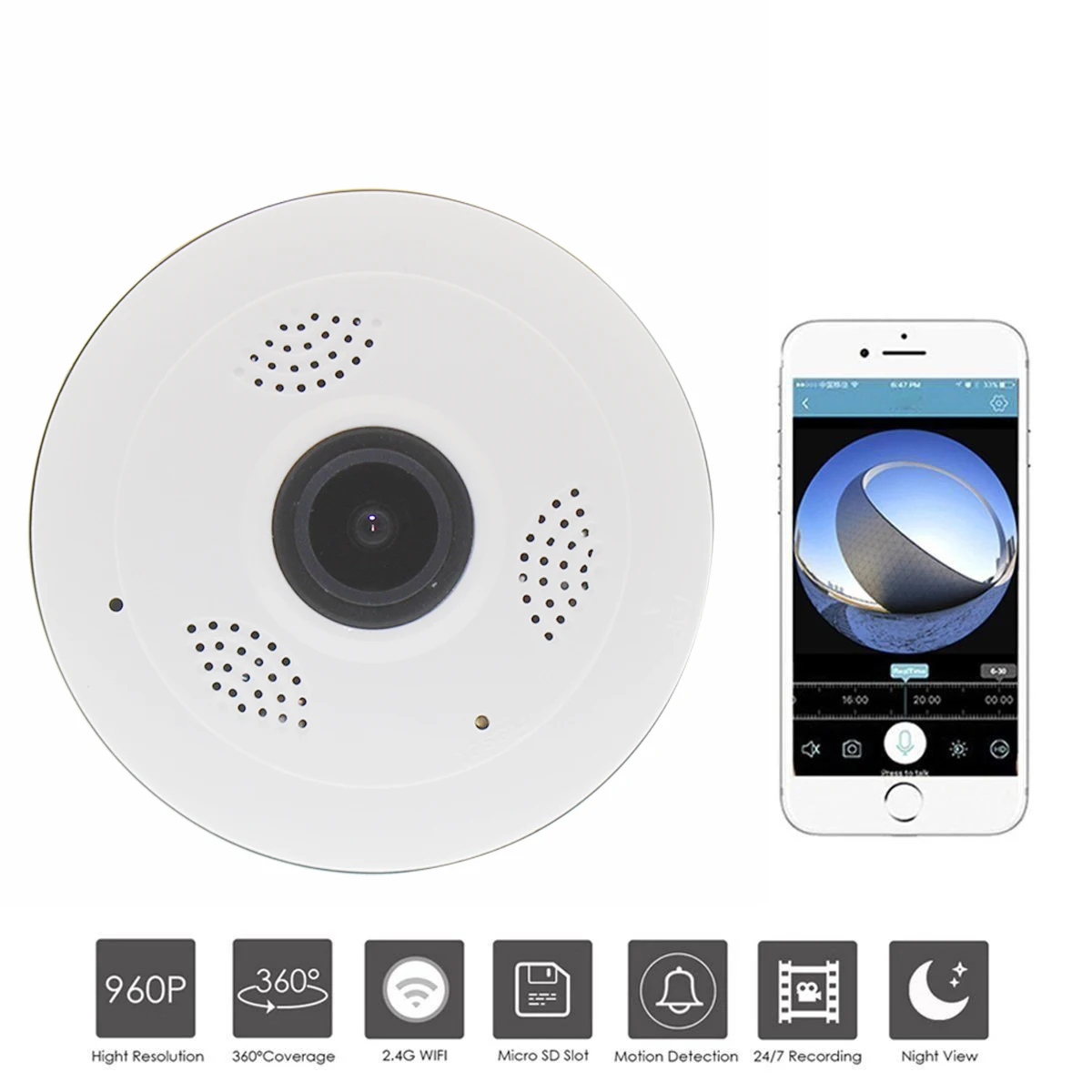 

Security Wireless Camera Home Surveillance Camera Baby Monitor Globe Panoramic 1.3MP Motion Home Office Surveillance Camera