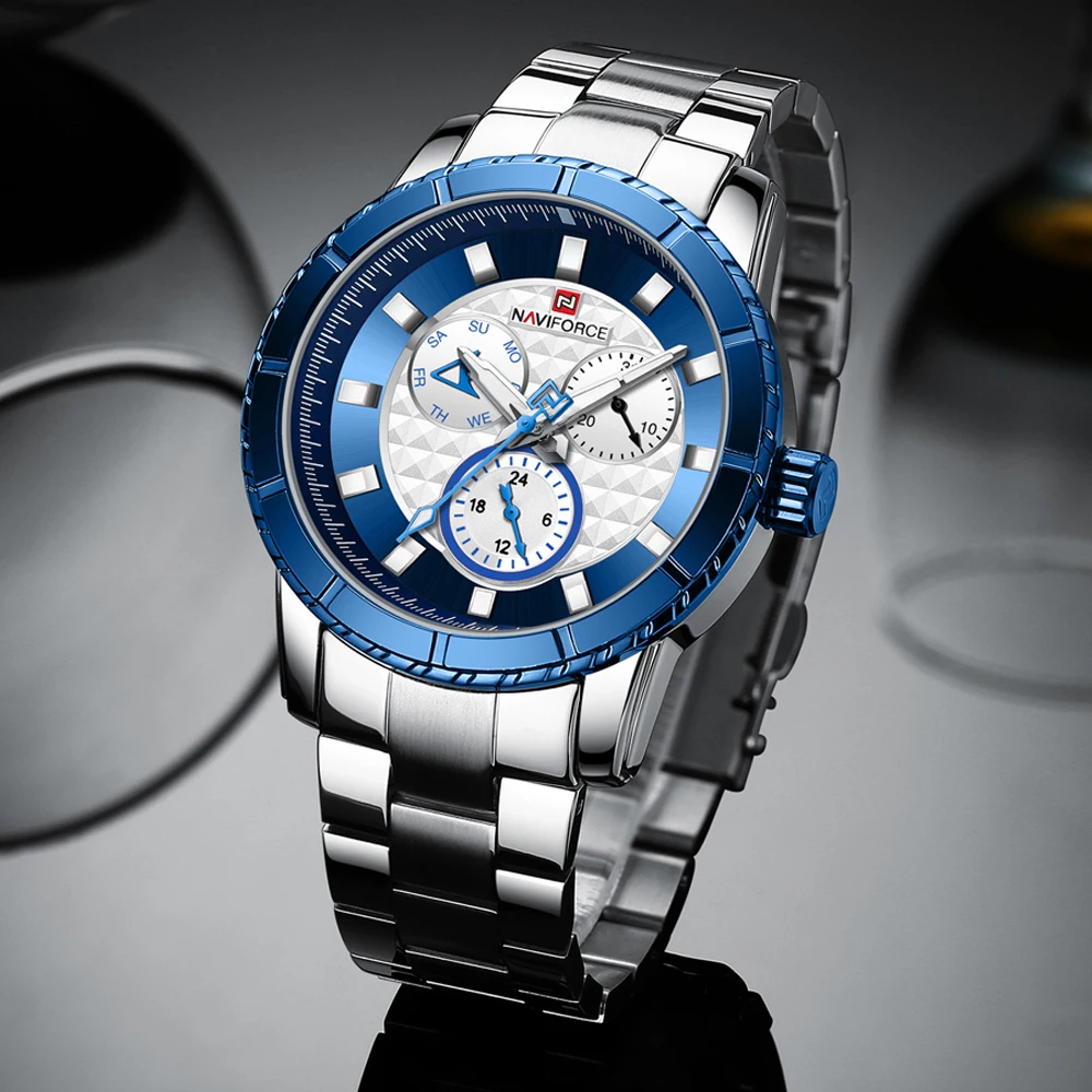 NAVIFORCE мужские часы Топ люксовый бренд модные спортивные водонепроницаемые 24 часы с датой мужские стальные кварцевые наручные часы для деловых людей