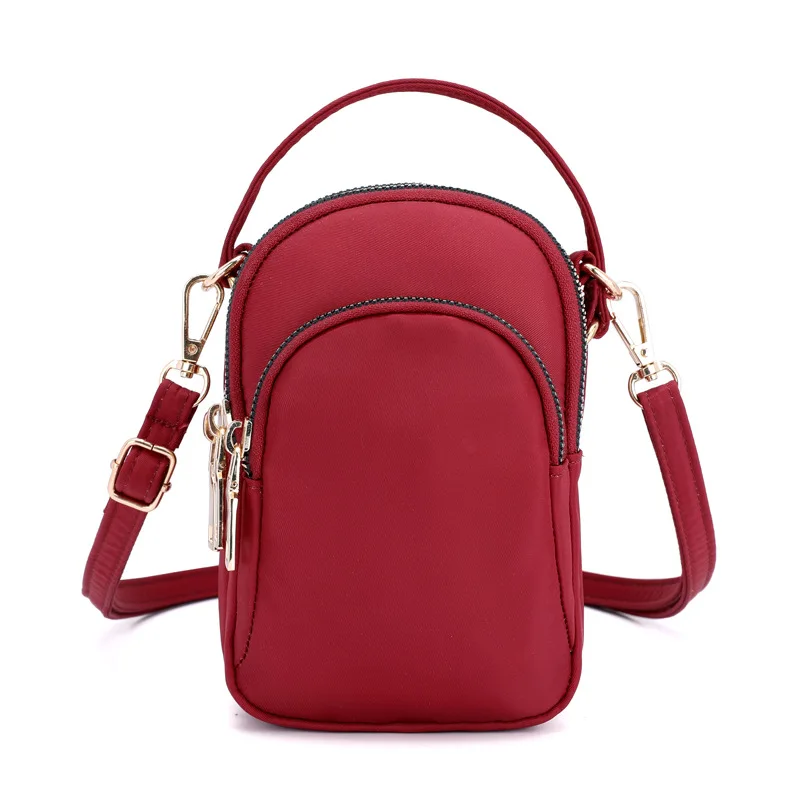 Женская мини-сумка на плечо, модная сумка, сумка-мессенджер, винтажная легкая Нейлоновая Сумочка, одноцветная, на молнии, водонепроницаемая, с клапаном, сумка через плечо - Цвет: Красный