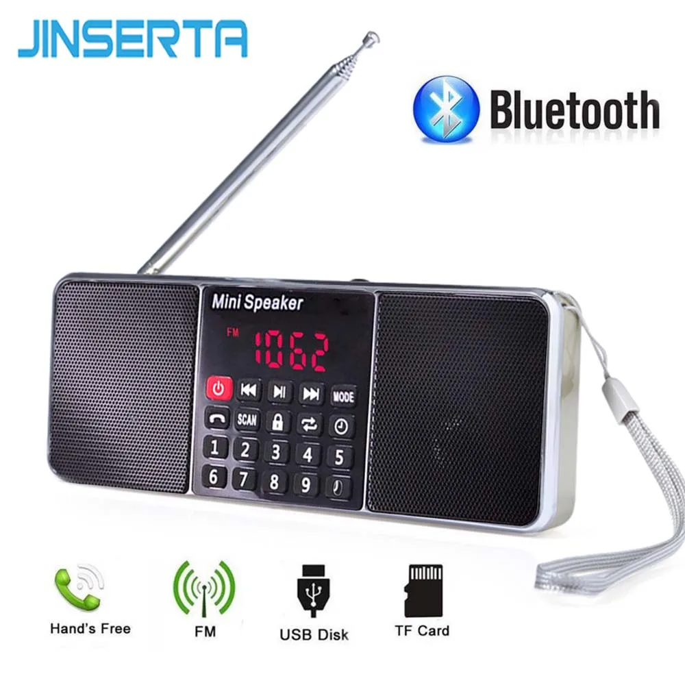 

JINSERTA Portable Bluetooth Speaker Handsfree Call Support AM Radio FM Radio Function MP3 Player TF/SD Card LED Display Screen
