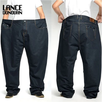 

Plus Size 46 48 50 52 new men's casual fashion business classic man jeans dark blue brand light wash designer trousers denim