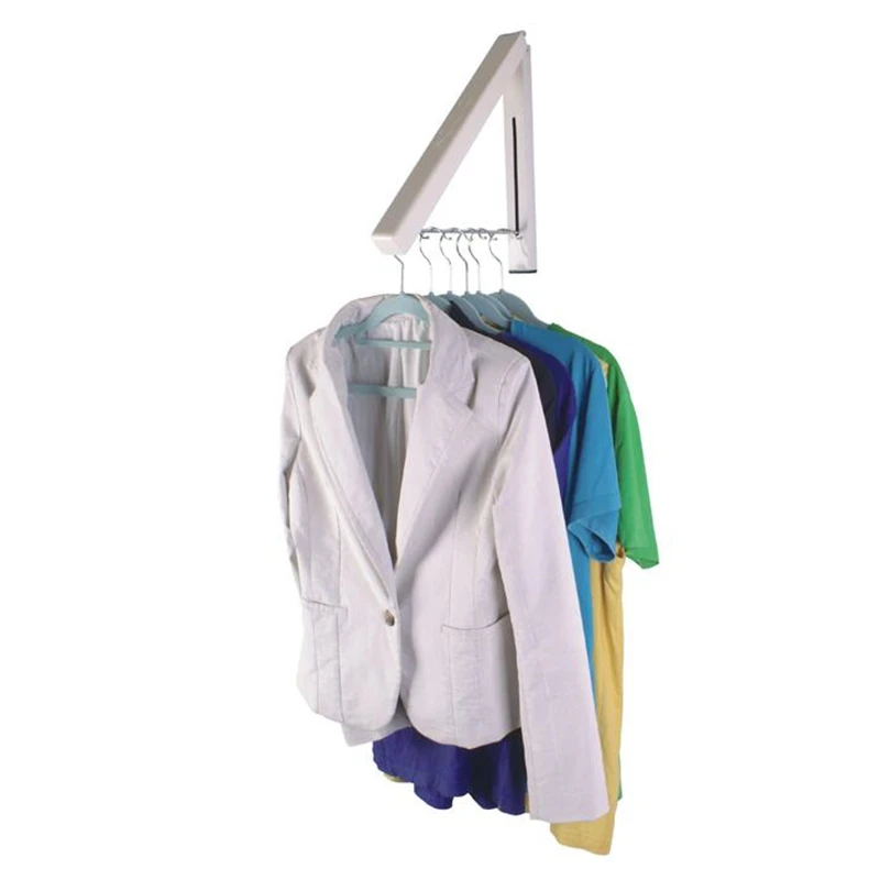 Stainless Steel Folding Wall Hanger Mount Retractable Indoor Clothes