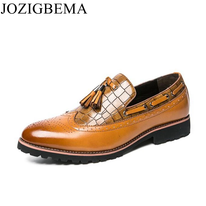 

JOZIGBEMA Men Shoes luxury Brand Leather Casual Driving Oxfords Shoes Men Tassels Loafers Moccasins Italian Shoes for Men Flats