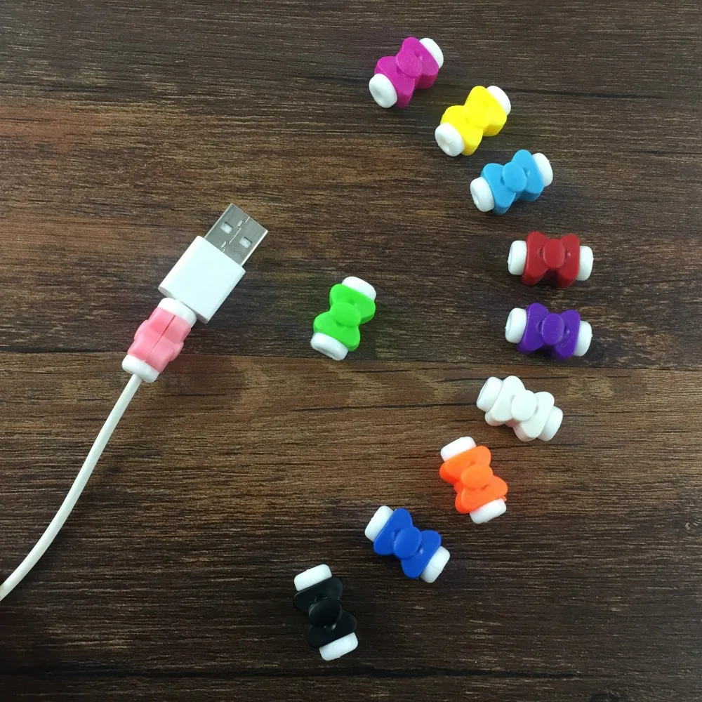 100pcs USB Cable clip Earphone Protector Colorful Earphones Cover For