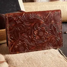 Винтажный чехол унисекс из тисненой натуральной кожи для кредитных карт, паспорта, документов, бумажника, без держателей на молнии